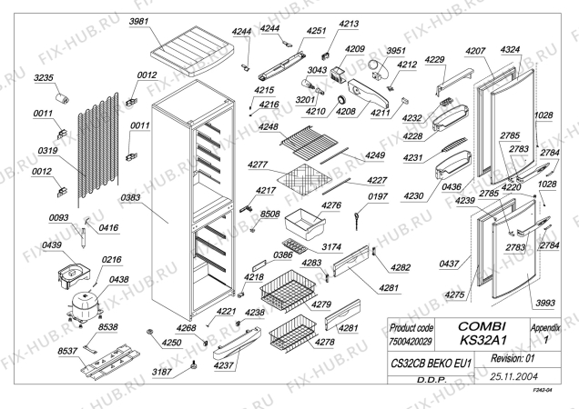 Схема №1 BEKO CS32CB (7500420029) с изображением Микрокомпрессор для холодильника Beko 4580610700